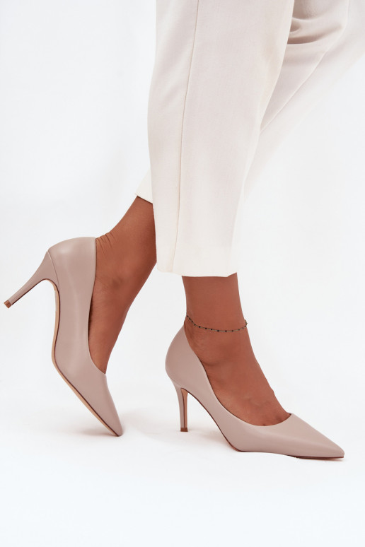sapatos de salto alto Feminino de couro ecológico bege Sivana sapatos de salto alto Feminino de couro ecológico bege Sivana