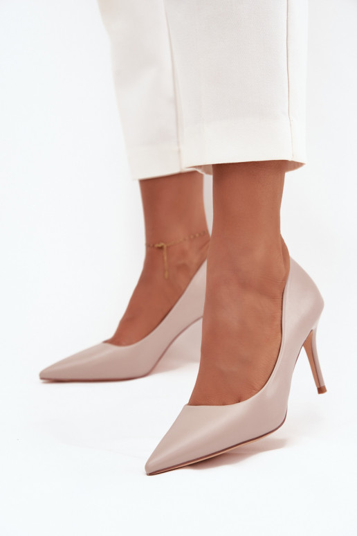 sapatos de salto alto Feminino de couro ecológico bege Sivana sapatos de salto alto Feminino de couro ecológico bege Sivana