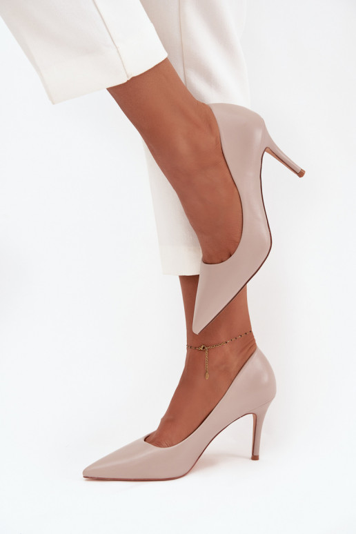 sapatos de salto alto Feminino de couro ecológico bege Sivana sapatos de salto alto Feminino de couro ecológico bege Sivana