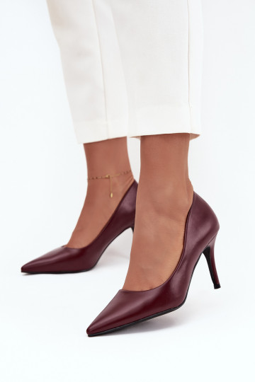 sapatos de salto alto Feminino de couro ecológico Borgonha Sivana