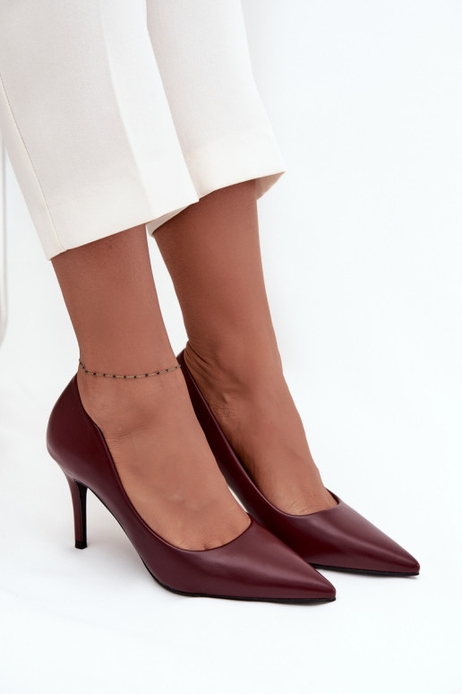 sapatos de salto alto Feminino de couro ecológico Borgonha Sivana sapatos de salto alto Feminino de couro ecológico Borgonha Sivana