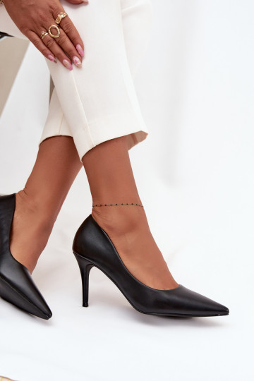 sapatos de salto alto Feminino de couro ecológico cor preta Sivana