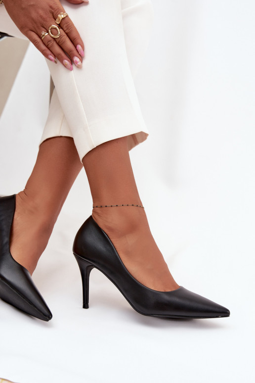 sapatos de salto alto Feminino de couro ecológico cor preta Sivana sapatos de salto alto Feminino de couro ecológico cor preta Sivana