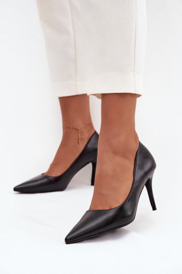 sapatos de salto alto Feminino de couro ecológico cor preta Sivana 2
