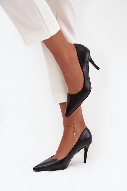 sapatos de salto alto Feminino de couro ecológico cor preta Sivana sapatos de salto alto Feminino de couro ecológico cor preta Sivana