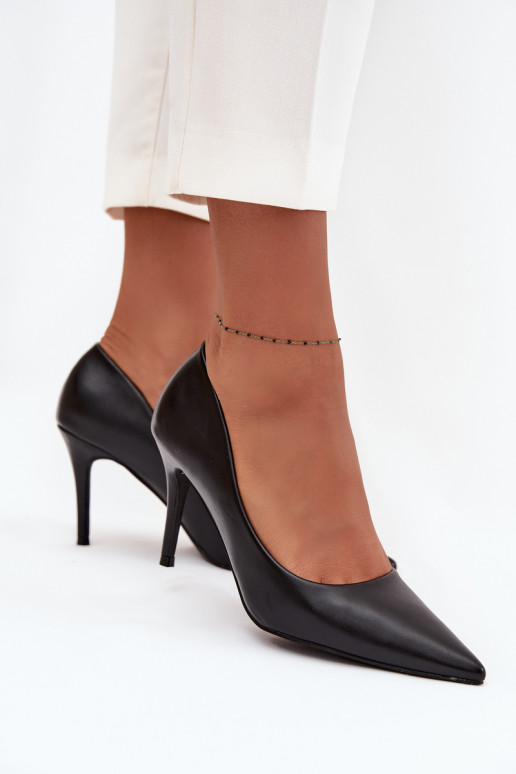 sapatos de salto alto Feminino de couro ecológico cor preta Sivana sapatos de salto alto Feminino de couro ecológico cor preta Sivana
