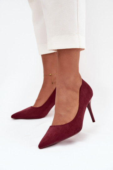 sapatos de salto alto Femininode camurça ecológicau Borgonha Elvessa 2
