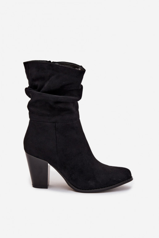 Botas femininas Com babados cor preta Jovessa