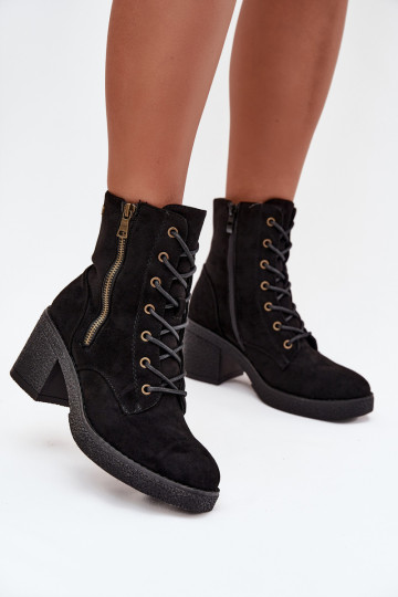 aquecimento Botas femininas Com uma renda e zíperesami cor preta Paressa 2