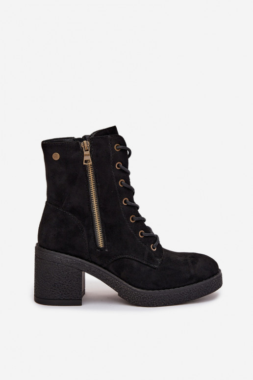 aquecimento Botas femininas Com uma renda e zíperesami cor preta Paressa