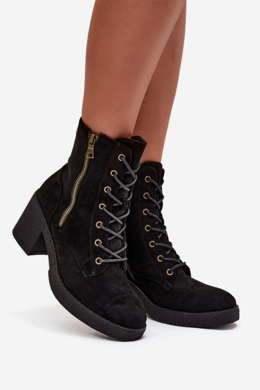 aquecimento Botas femininas Com uma renda e zíperesami cor preta Paressa