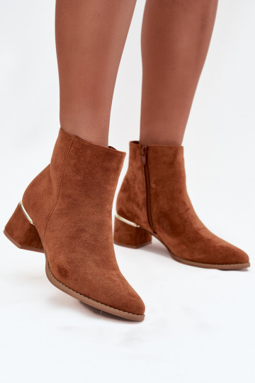 Botas femininas com salto Ze cor douradam Elemento aquecimento cor marrom Nolessa