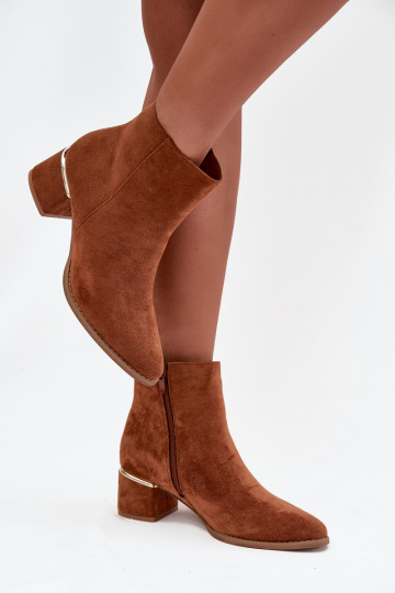 Botas femininas com salto Ze cor douradam Elemento aquecimento cor marrom Nolessa 2