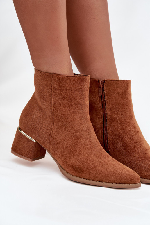 Botas femininas com salto Ze cor douradam Elemento aquecimento cor marrom Nolessa