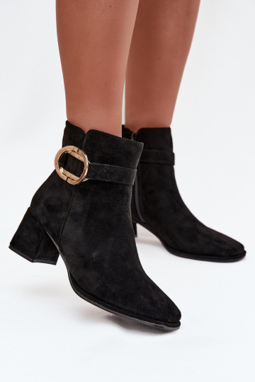 Botas femininas com fivelas douradas cor preta Calissa 2