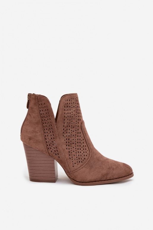 com elementos abertos Botas femininas S.Barski HY51-060 cor marrom