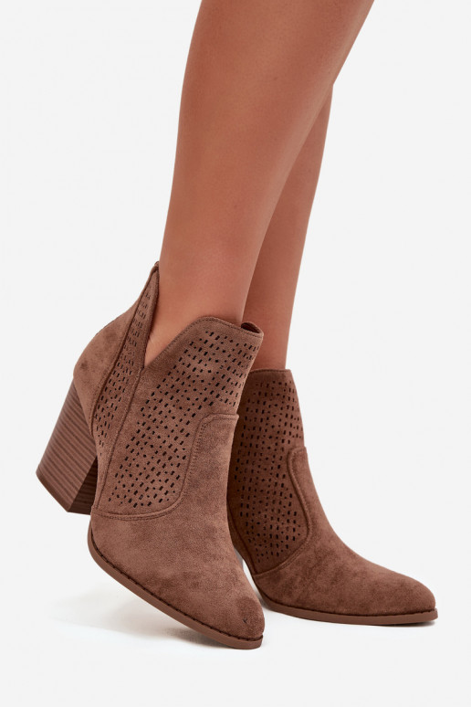 com elementos abertos Botas femininas S.Barski HY51-060 cor marrom