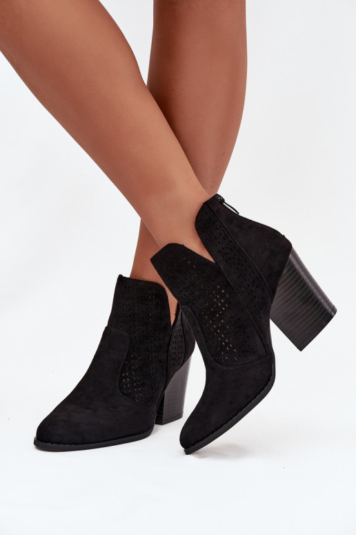 com elementos abertos Botas femininas S.Barski HY51-060 cor preta com elementos abertos Botas femininas S.Barski HY51-060 cor preta