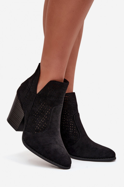 com elementos abertos Botas femininas S.Barski HY51-060 cor preta com elementos abertos Botas femininas S.Barski HY51-060 cor preta