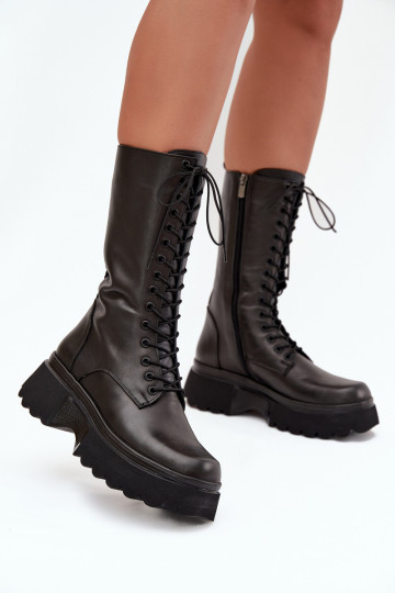 Pele botas aquecimento com uma plataforma Artiker 57C2282 cor preta 2