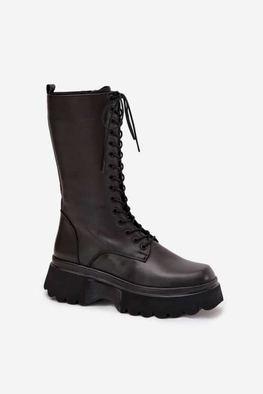Pele botas aquecimento com uma plataforma Artiker 57C2282 cor preta