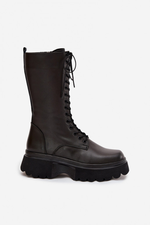 Pele botas aquecimento com uma plataforma Artiker 57C2282 cor preta