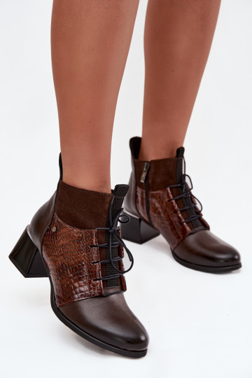 Zazoo 60503 Pele Botas com salto aquecimento CzekoladoParae