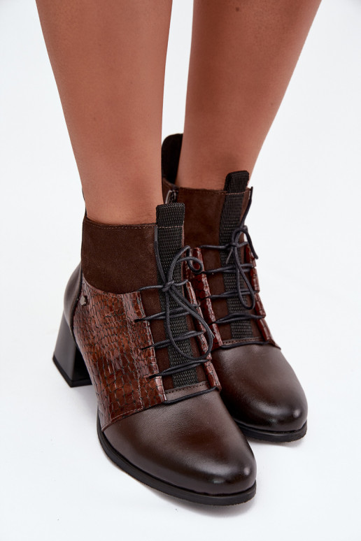 Zazoo 60503 Pele Botas com salto aquecimento CzekoladoParae