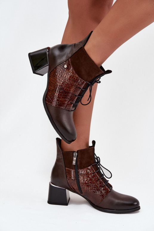 Zazoo 60503 Pele Botas com salto aquecimento CzekoladoParae