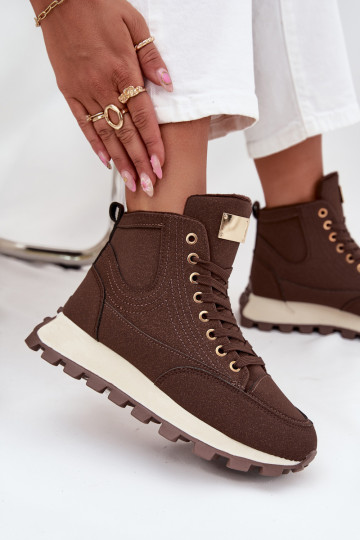 aquecimento sapato Feminino com uma plataforma cor marrom Tem que serrivira