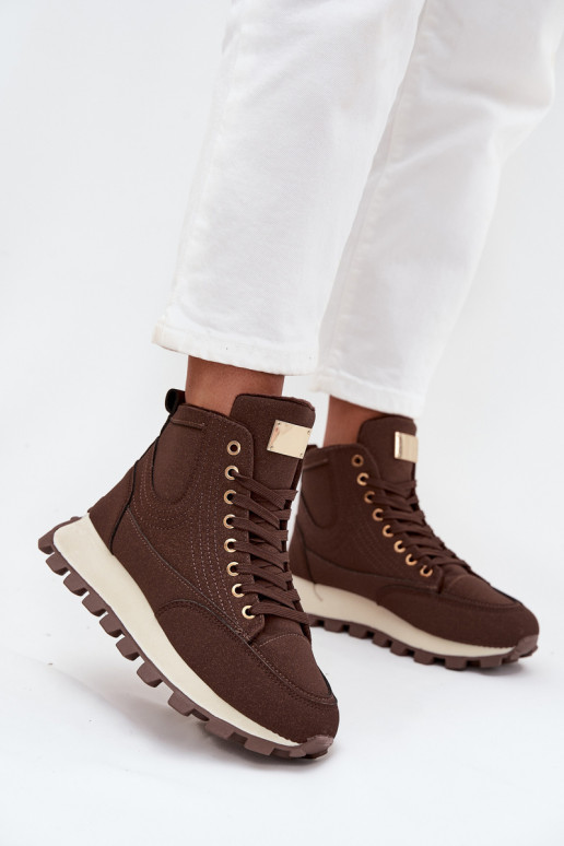 aquecimento sapato Feminino com uma plataforma cor marrom Tem que serrivira