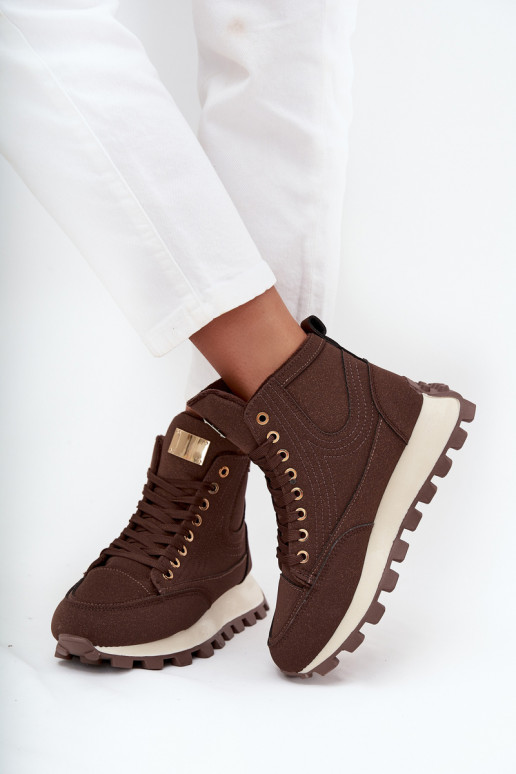 aquecimento sapato Feminino com uma plataforma cor marrom Tem que serrivira