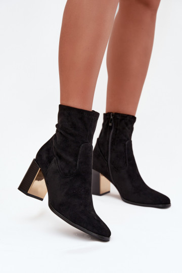 Botas femininas Ze cor douradam Elemento aquecimento cor preta Amelisse 2