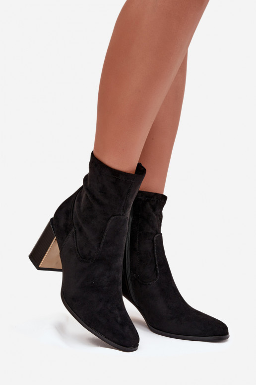 Botas femininas Ze cor douradam Elemento aquecimento cor preta Amelisse