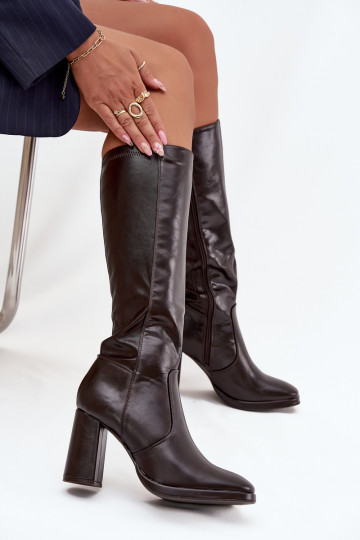 botas femininas com salto de couro ecológico aquecimento Borgonha Lyvella