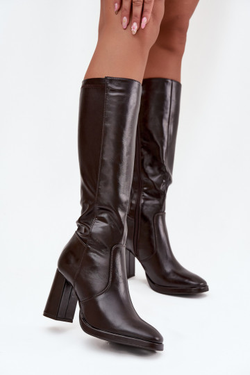 botas femininas com salto de couro ecológico aquecimento Borgonha Lyvella 2