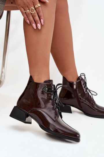 Pele com efeito verniz Botas femininas Klocke Artiker 57C1119 Borgonha