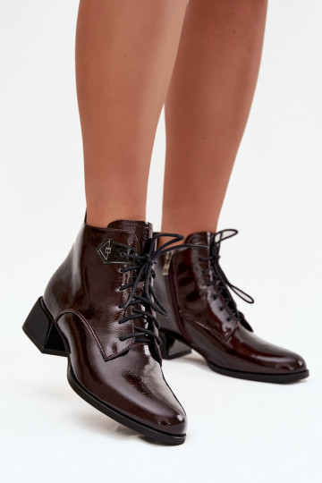 Pele com efeito verniz Botas femininas Klocke Artiker 57C1119 Borgonha 2