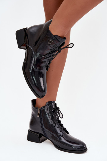 Pele com efeito verniz Botas femininas Klocke Artiker 57C1117 cor preta