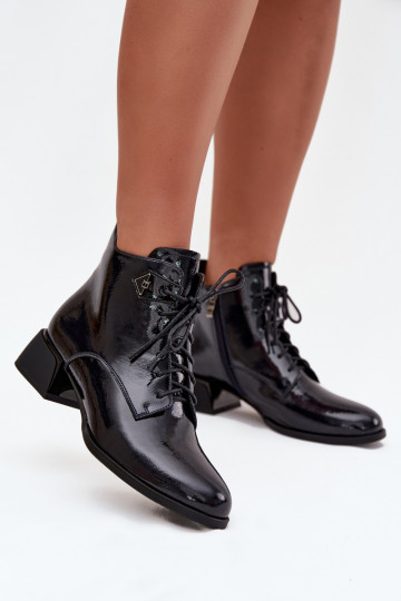 Pele com efeito verniz Botas femininas Klocke Artiker 57C1117 cor preta 2
