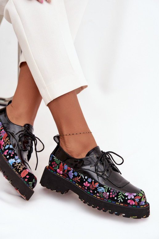 com efeito verniz sapatoHabilitadoturalnej Skóry com escritos Artiker 57C0174 cor preta