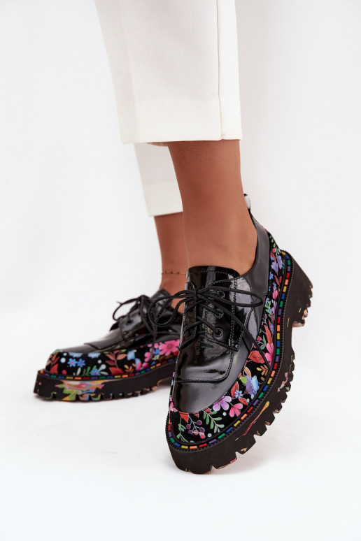 com efeito verniz sapatoHabilitadoturalnej Skóry com escritos Artiker 57C0174 cor preta