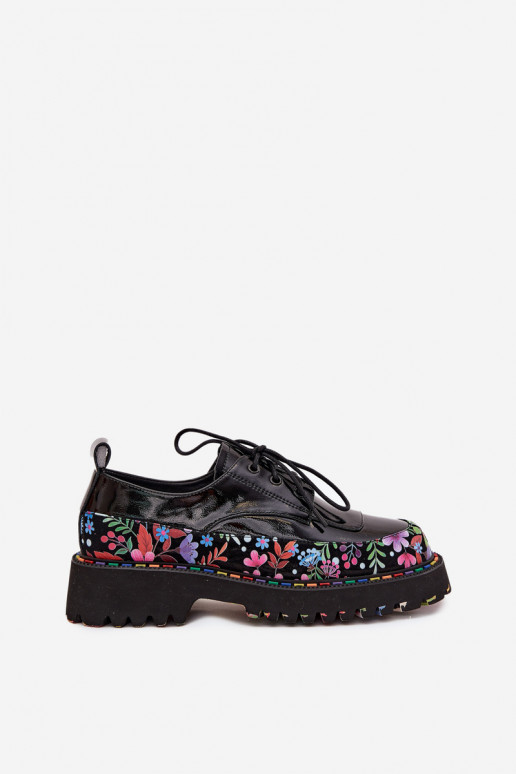 com efeito verniz sapatoHabilitadoturalnej Skóry com escritos Artiker 57C0174 cor preta