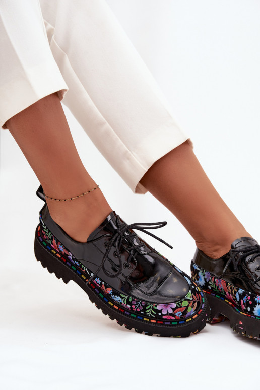 com efeito verniz sapatoHabilitadoturalnej Skóry com escritos Artiker 57C0174 cor preta