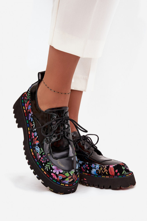 com efeito verniz sapatoHabilitadoturalnej Skóry com escritos Artiker 57C0174 cor preta