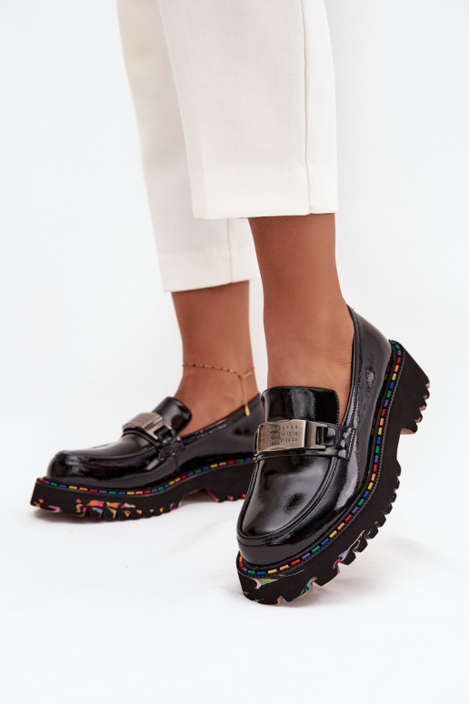 sapato mocassins femininoscom efeito vernizj Skóry Artiker 57C0070 cor preta sapato mocassins femininoscom efeito vernizj Skóry Artiker 57C0070 cor preta