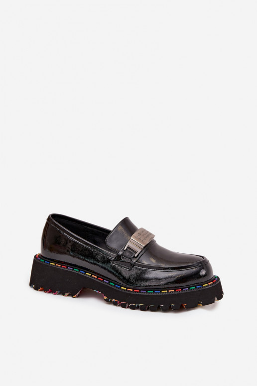 sapato mocassins femininoscom efeito vernizj Skóry Artiker 57C0070 cor preta sapato mocassins femininoscom efeito vernizj Skóry Artiker 57C0070 cor preta
