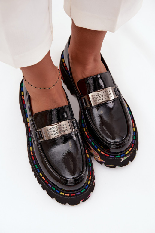 sapato mocassins femininoscom efeito vernizj Skóry Artiker 57C0070 cor preta sapato mocassins femininoscom efeito vernizj Skóry Artiker 57C0070 cor preta