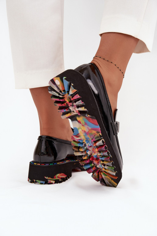 sapato mocassins femininoscom efeito vernizj Skóry Artiker 57C0070 cor preta sapato mocassins femininoscom efeito vernizj Skóry Artiker 57C0070 cor preta