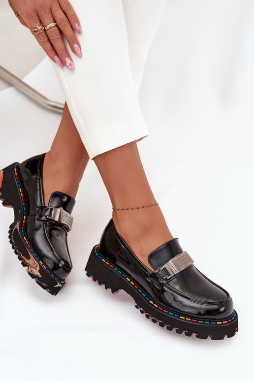 sapato mocassins femininoscom efeito vernizj Skóry Artiker 57C0070 cor preta sapato mocassins femininoscom efeito vernizj Skóry Artiker 57C0070 cor preta